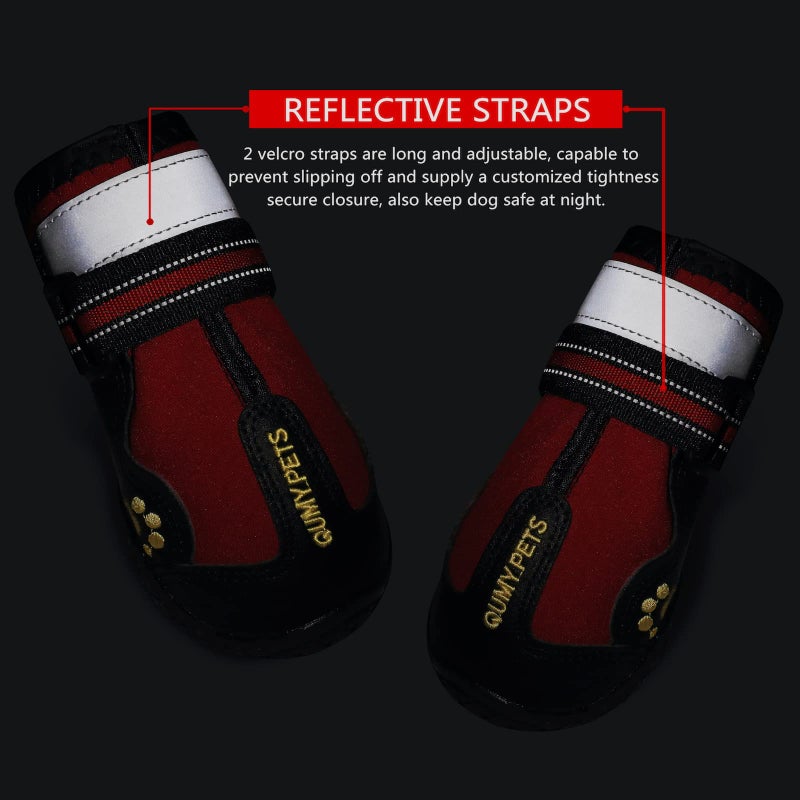 QUMY Dog Shoes for Large Dogs, Medium Dog Boots & Paw Protectors for Winter Snowy Day, Summer Hot Pavement, Water-Resistant in Rainy Weather, Outdoor Walking, Indoor Hardfloors Skid-Resistant Sole - Image 5